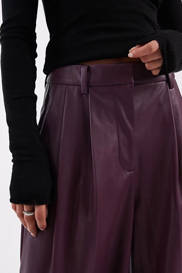 Faux Leather Wide Leg Trousers from Miss Selfridge