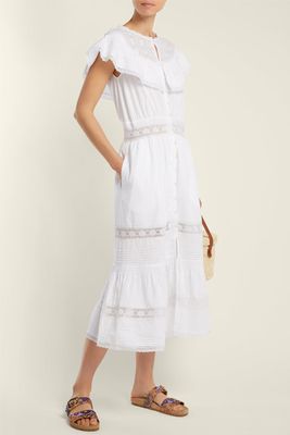 Lace-Insert Cotton Dress from Sea