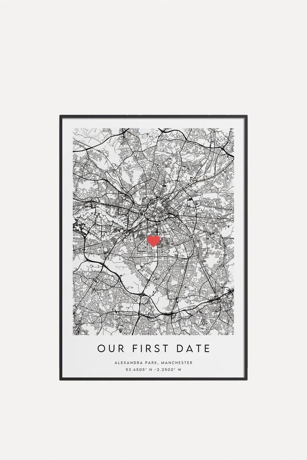 Our First Date Map Print from Minimal Wall