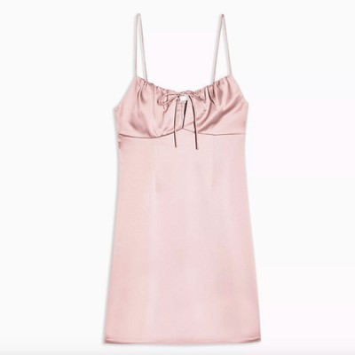 Petite Pink Gathered Bust Slip Dress