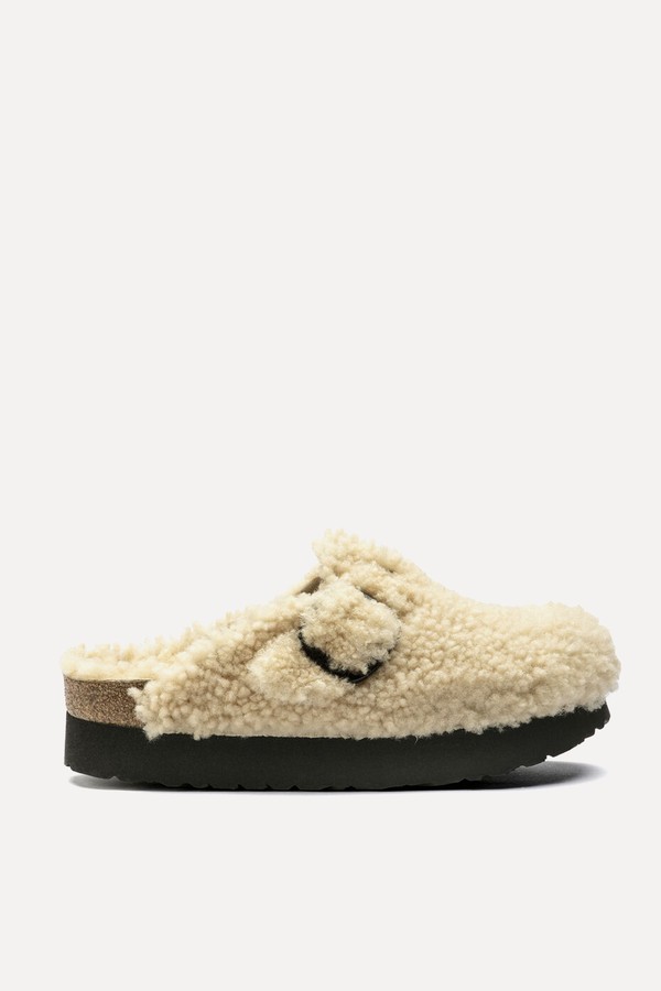 Shearling Boston Big Buckle Platform Shoes from Birkenstock