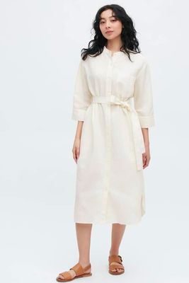 Linen Blend 3/4 Sleeve Dress