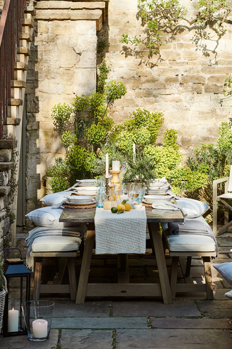 6 Seater Rectangular Granite Dining Table Set With Benches