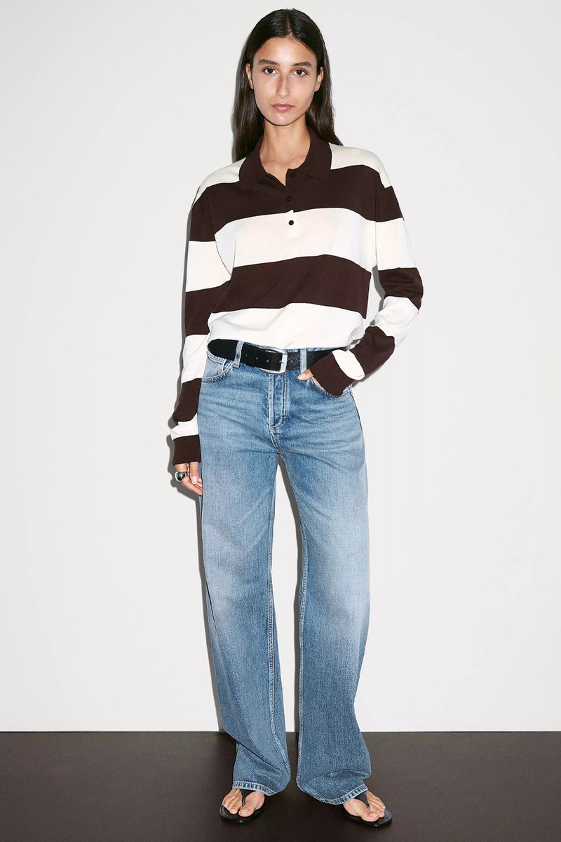 Striped Knit Sweater With Polo Collar  from Massimo Dutti