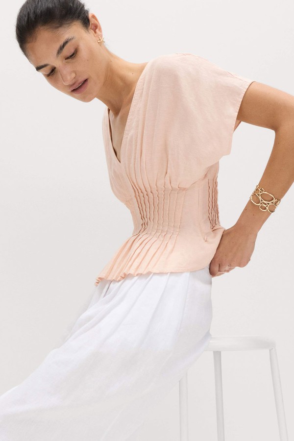 Linen Rich Seam Detail Waisted Top 