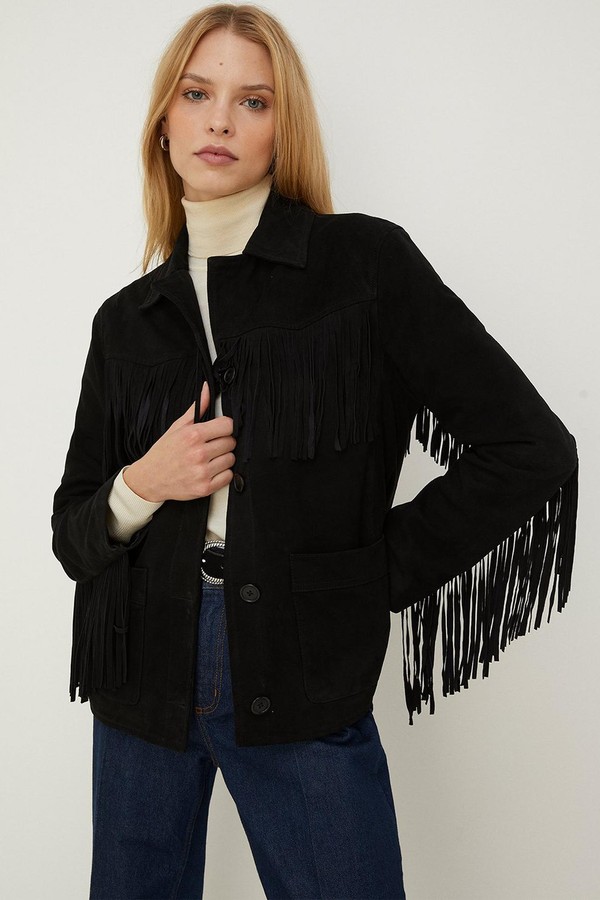 Suede Fringe Jacket from Oasis