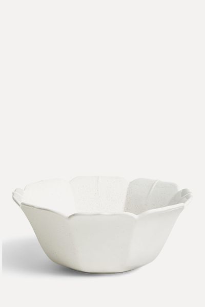 Scalloped Speckled Stoneware Serving Bowl