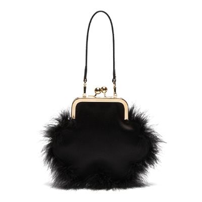 Flower Feather-Trimmed Satin Tote from Simone Rocha