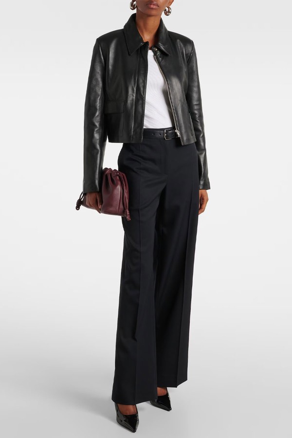 Bleeker Cropped Leather Jacket from Nour Hammour