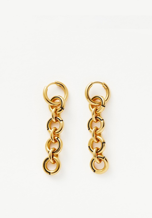 Enamel Byline Link Drop Hoop Earrings