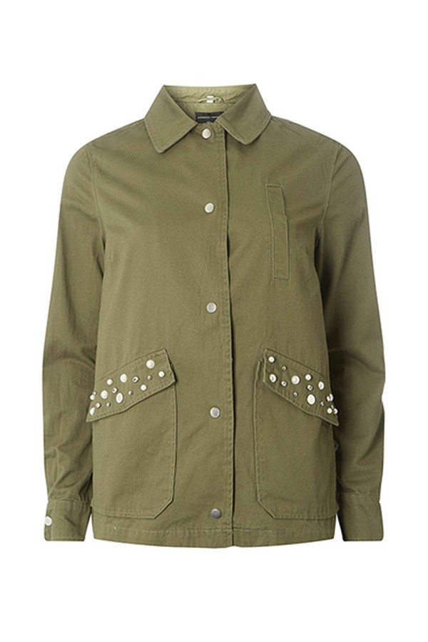 Khaki Embellished Shacket