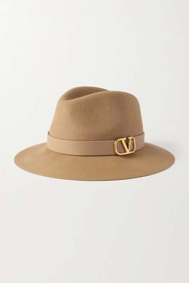 Leather-Trimmed Felt Fedora from Valentino