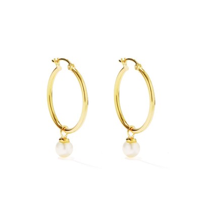 Pearl & 14kt Gold Small Hoop Earrings from Mateo