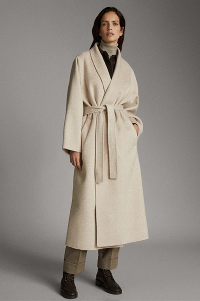 Handmade Melange Wool Coat from Massimo Dutti