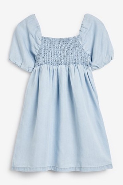 Puff Sleeve Shirred Dress from Next