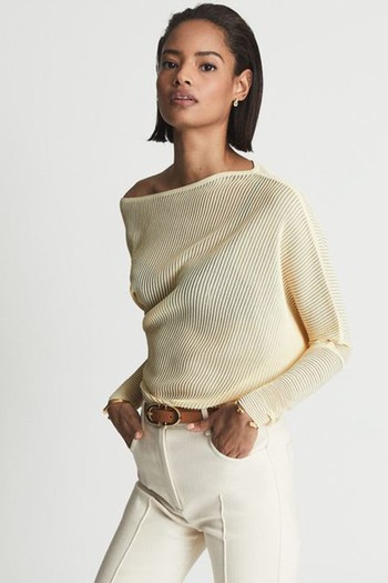 Angie Sheer Stripe Asymmetric Jumper from Reiss