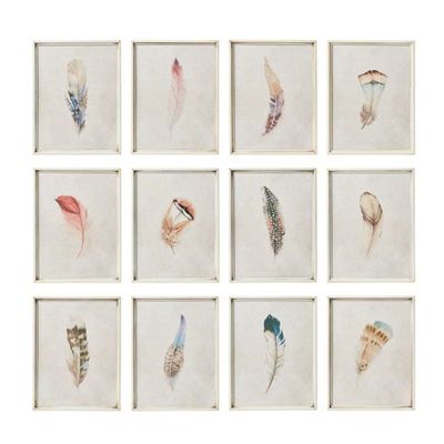 Set Of 12 Feather Prints