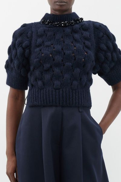 Crystal-Embellished Alpaca-Blend Sweater from Simona Rocha 