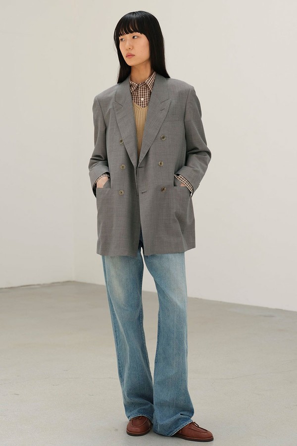 Tropical Wool Kid Mohair Double Breasted Jacket