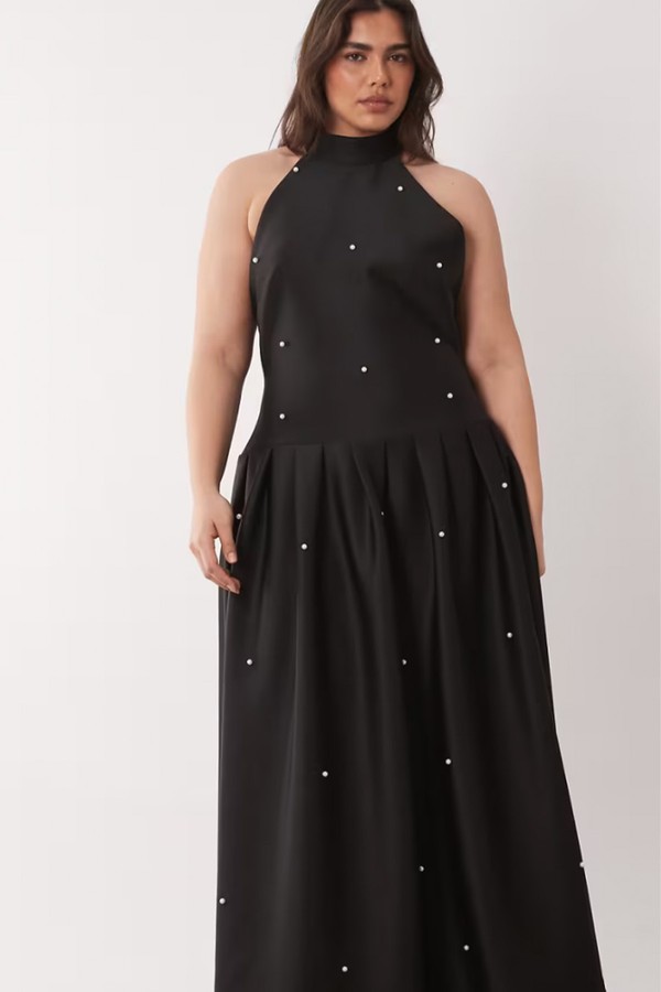 Premium Pearl Embellished Maxi Dress With Scarf Detail from ASOS DESIGN