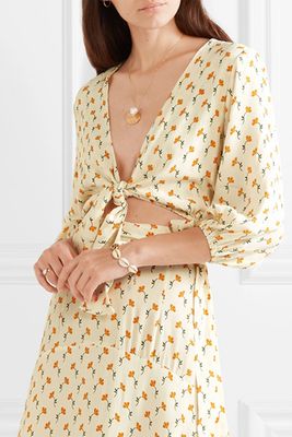 La Guardia Cropped Tie-Front Floral-Print Crepe Top from Faithfull The Brand