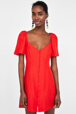 Short Dress With Puff Sleeves from Zara