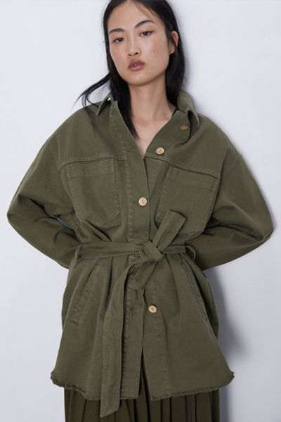 Belted Khaki Jacket from Zara