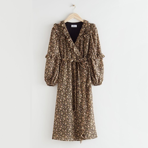 Voluminous Ruffle Wrap Midi Dress from & Other Stories