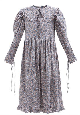 Lisi Floral-Print Cotton-Corduroy Midi Dress  from Horror Vacui