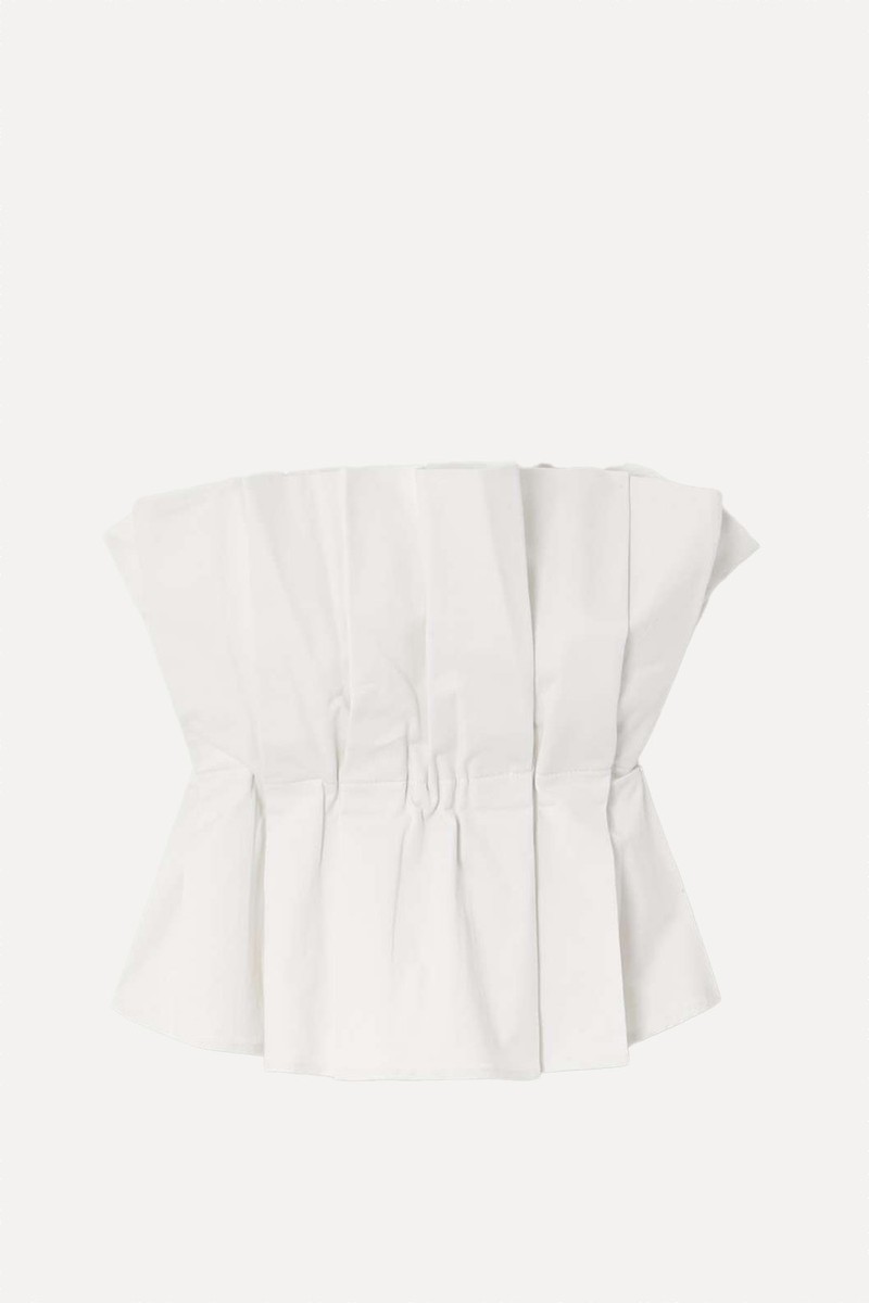 Dover Strapless Pleated Cotton-Blend Twill Top from Staud