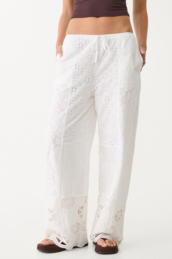 Embroidered Patchwork Trousers