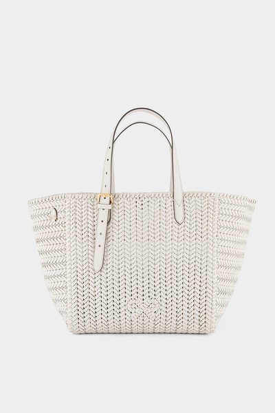 The Neeson Square Woven Texured-Leather Tote from Anya Hindmarch