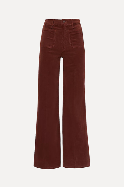 The Patch Pocket Roller Skimp Straight-Leg High-Rise Cotton-Corduroy Trousers from Mother