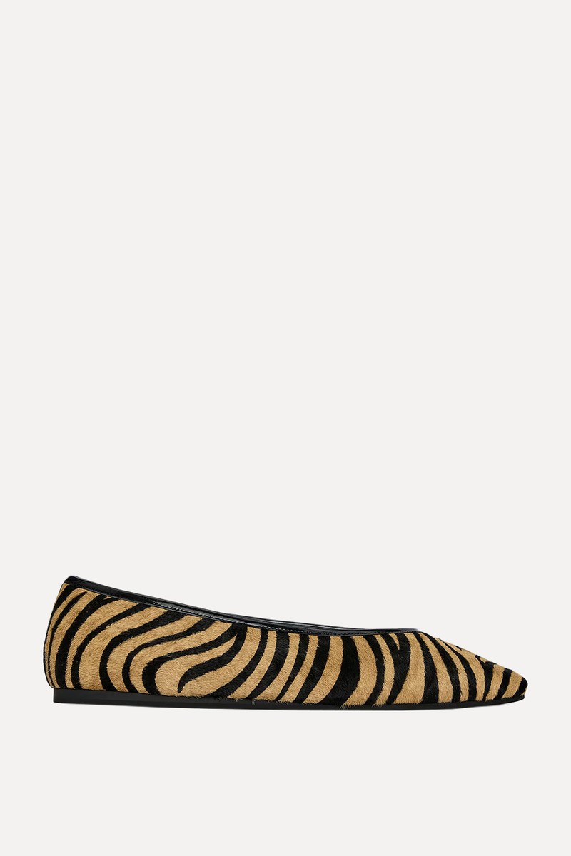Pony Hair-Effect Ballerina Flats