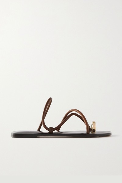 Laurie Leather And Gold-Tone Sandals