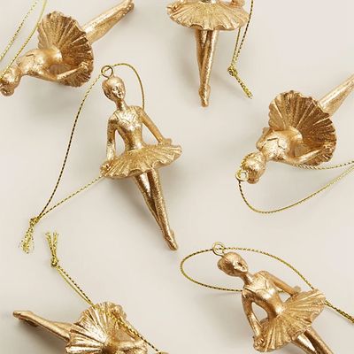 6 Pack Gold Hanging Ballerina Decorations