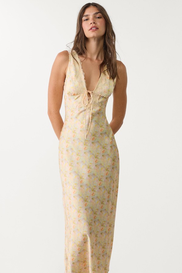 Satin & Lace Midi Dress