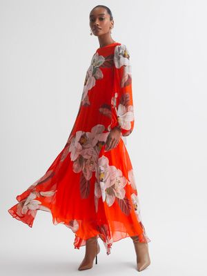 Florere Floral Asymmetric Midi Dress