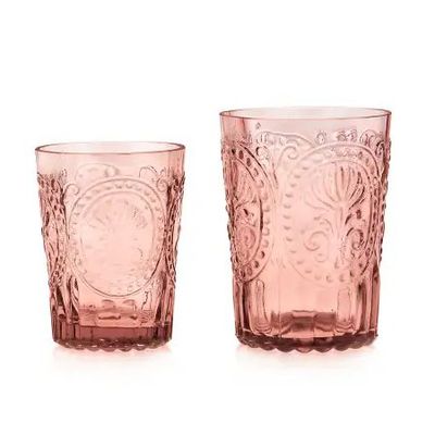 Small Pink Fleur De Lys Drinking Glass from Trouva
