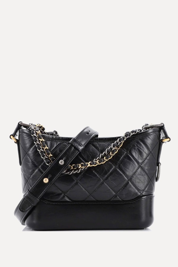 Gabrielle Hobo Quilted Aged Calfskin Small Bag from Chanel