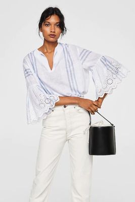 Embroidered Sleeve Blouse from Mango