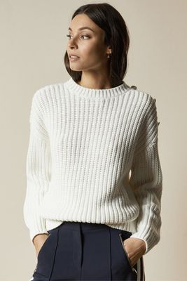Whtnee Button Sleeve Cable Knit Jumper