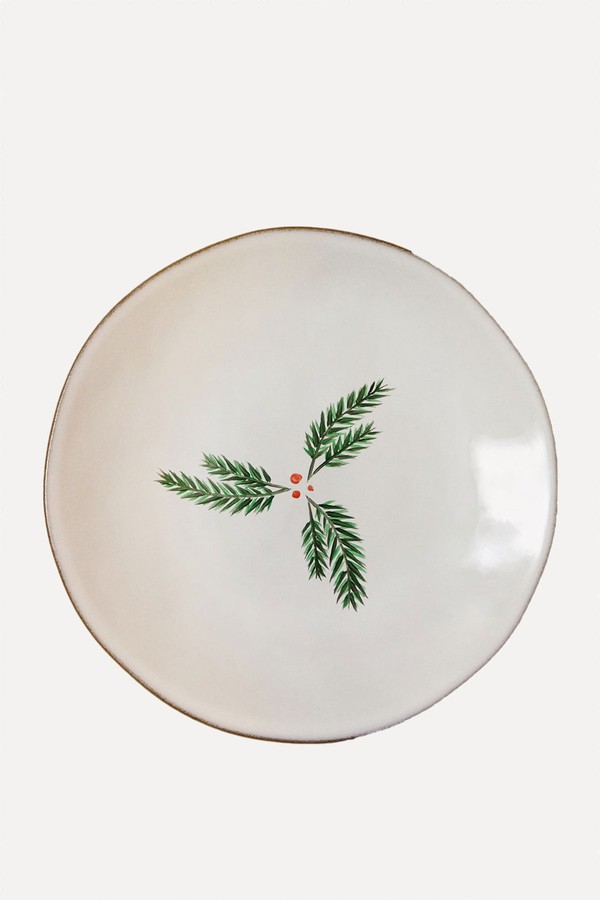 Flat Stoneware Plate With Contrasting Rim from mango