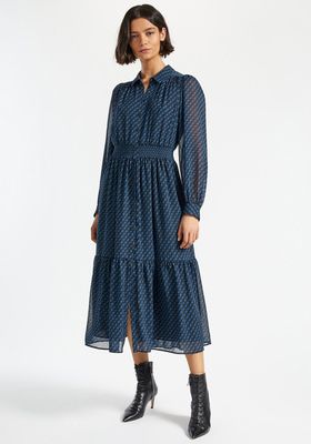 Demi Long Sleeve Gathered Midi Shirt Dress, £290 | Cefinn