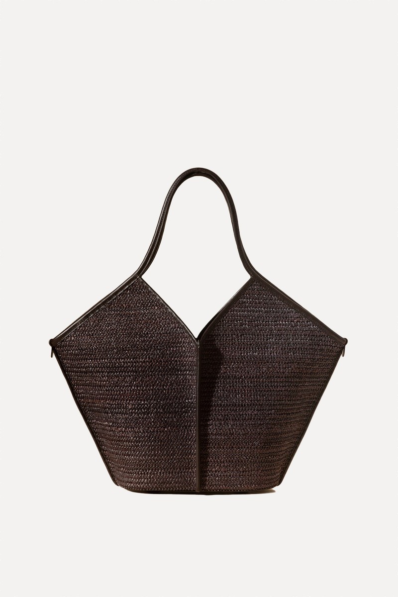 Calella Raffia Leather-Trimmed Tote Bag from Hereu