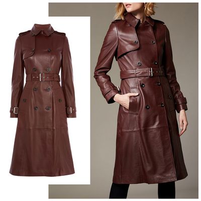 Longline Leather Trench Coat, Available In Store