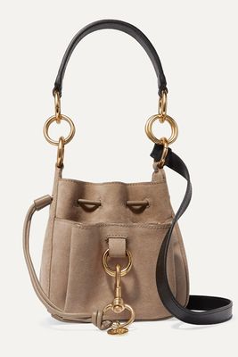 Tony Small Suede & Textured-Leather Bucket Bag from See By Chloé