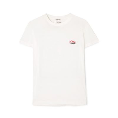 Embroidered Printed Cotton T-Shirt from Miu Miu