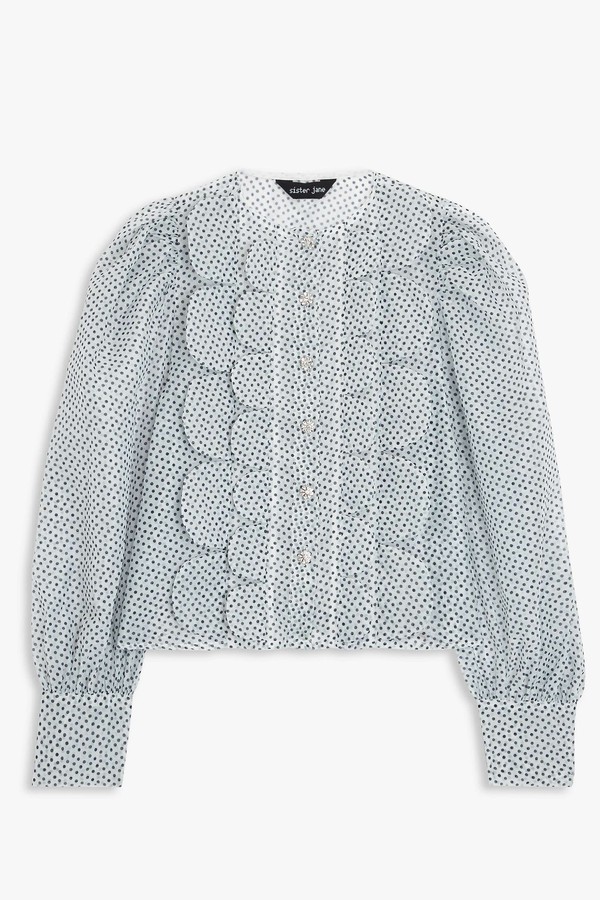 Penny Polka Dot Print Scallop Blouse from Sister Jane
