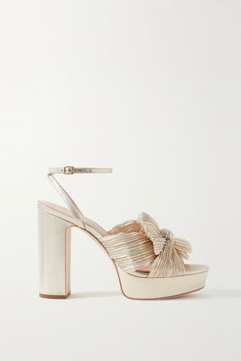 Natalia Bow-Embellished Plissé-Lamé Platform Sandals from Loeffler Randall